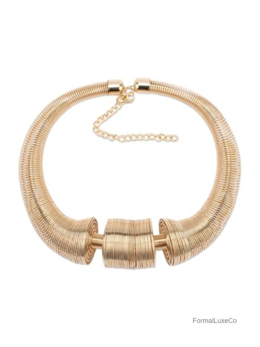 Chunky Gold Tone Metal Collar Choker Necklace Egyptian Tribal Jewelry
